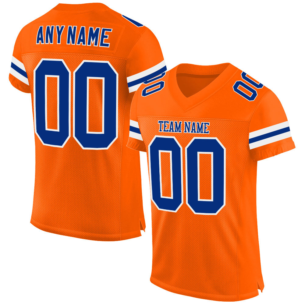Custom Orange Royal-White Mesh Authentic Football Jersey Limited