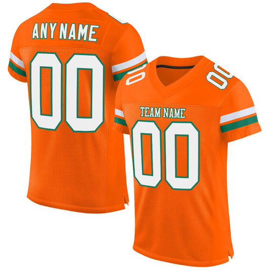 Custom Orange White-Kelly Green Mesh Authentic Football Jersey Limited