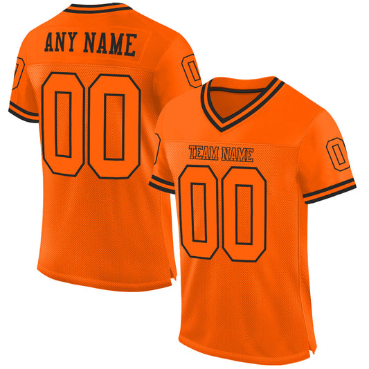 Custom Orange Orange-Black Mesh Authentic Throwback Football Jersey Limited