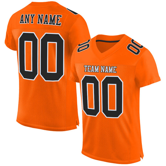 Custom Orange Black-White Mesh Authentic Football Jersey Limited