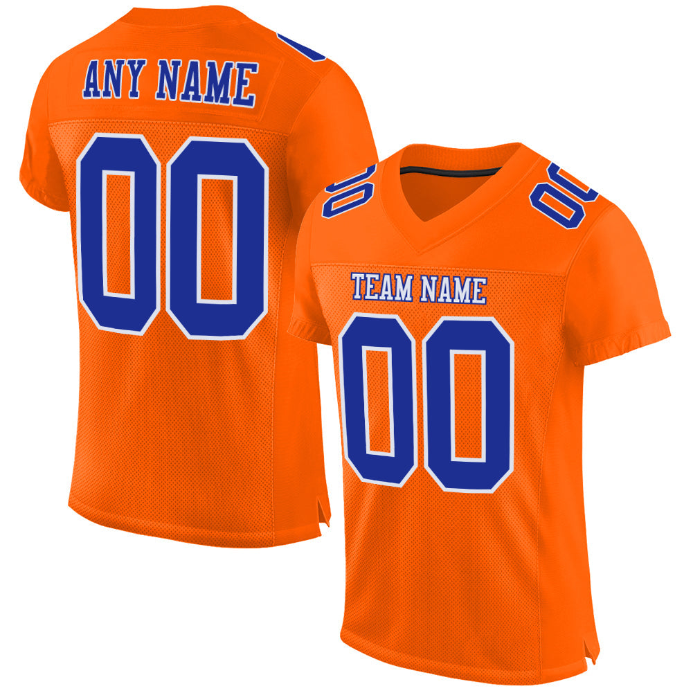 Custom Orange Royal-White Mesh Authentic Football Jersey Limited