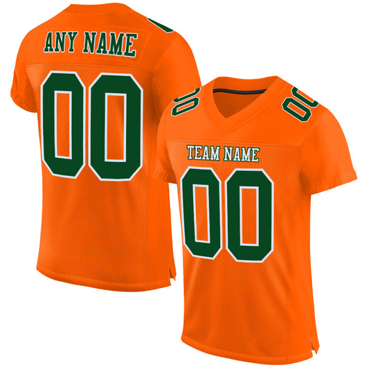 Custom Orange Green-White Mesh Authentic Football Jersey Limited