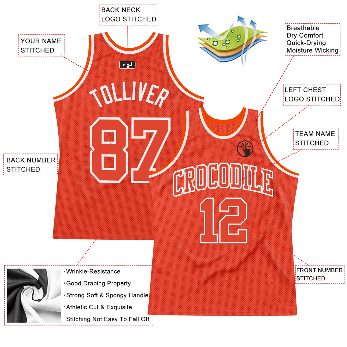 Custom Orange Orange-White Authentic Throwback Basketball Jersey Limited