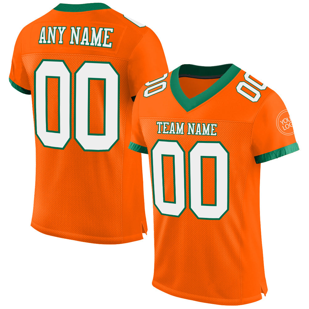 Custom Orange White-Kelly Green Mesh Authentic Football Jersey Limited