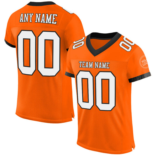 Custom Orange White-Black Mesh Authentic Football Jersey Limited