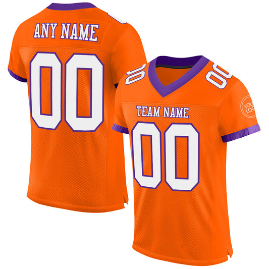 Custom Orange White-Purple Mesh Authentic Football Jersey Limited