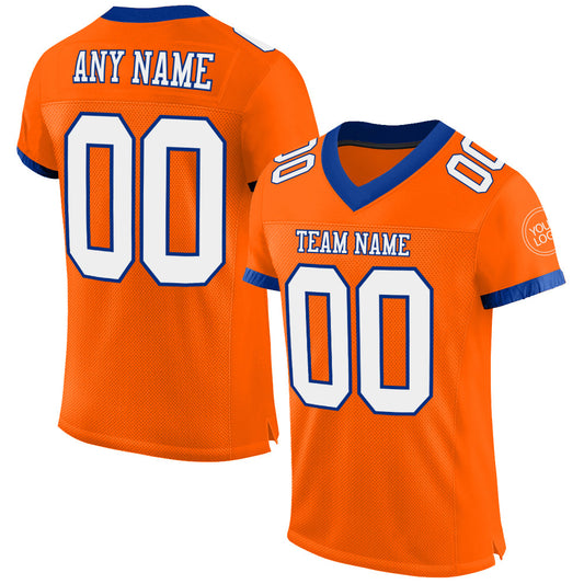 Custom Orange White-Royal Mesh Authentic Football Jersey Limited