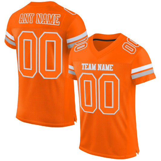 Custom Orange White-Gray Mesh Authentic Football Jersey Limited