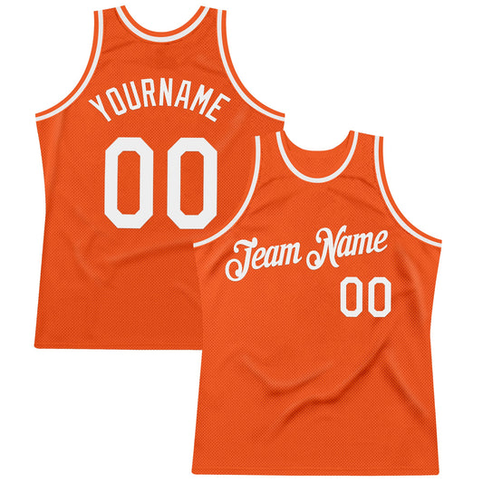 Custom Orange White Authentic Throwback Basketball Jersey
