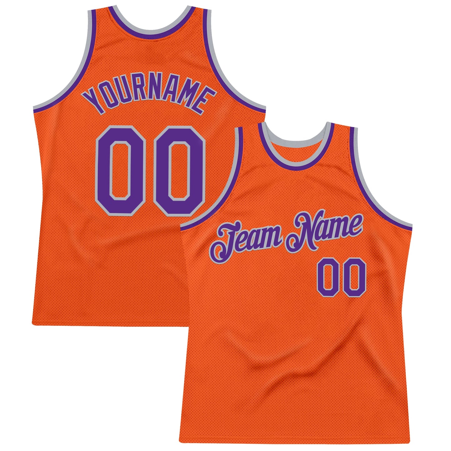 Custom Orange Purple-Gray Authentic Throwback Basketball Jersey