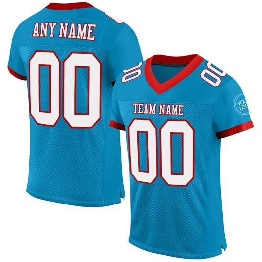 Custom Panther Blue White-Red Mesh Authentic Football Jersey Limited