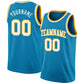 Custom Panther Blue White-Gold Authentic Basketball Jersey