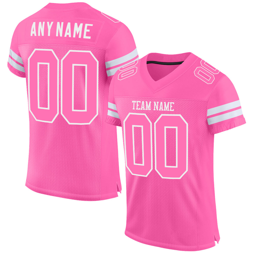 Custom Pink Pink-White Mesh Authentic Football Jersey Limited