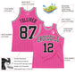 Custom Pink White Pinstripe Black-White Authentic Basketball Jersey Limited