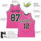 Custom Pink White Pinstripe Green-White Authentic Basketball Jersey Limited