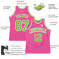 Custom Pink White Pinstripe Neon Green-White Authentic Basketball Jersey Limited