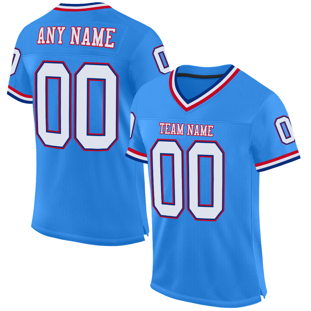 Custom Powder Blue White-Royal Mesh Authentic Throwback Football Jersey Limited