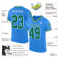 Custom Powder Blue Kelly Green-White Mesh Authentic Throwback Football Jersey Limited