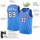 Custom Powder Blue White Royal-Red Authentic Basketball Jersey Limited