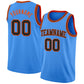 Custom Powder Blue Black-Orange Authentic Basketball Jersey