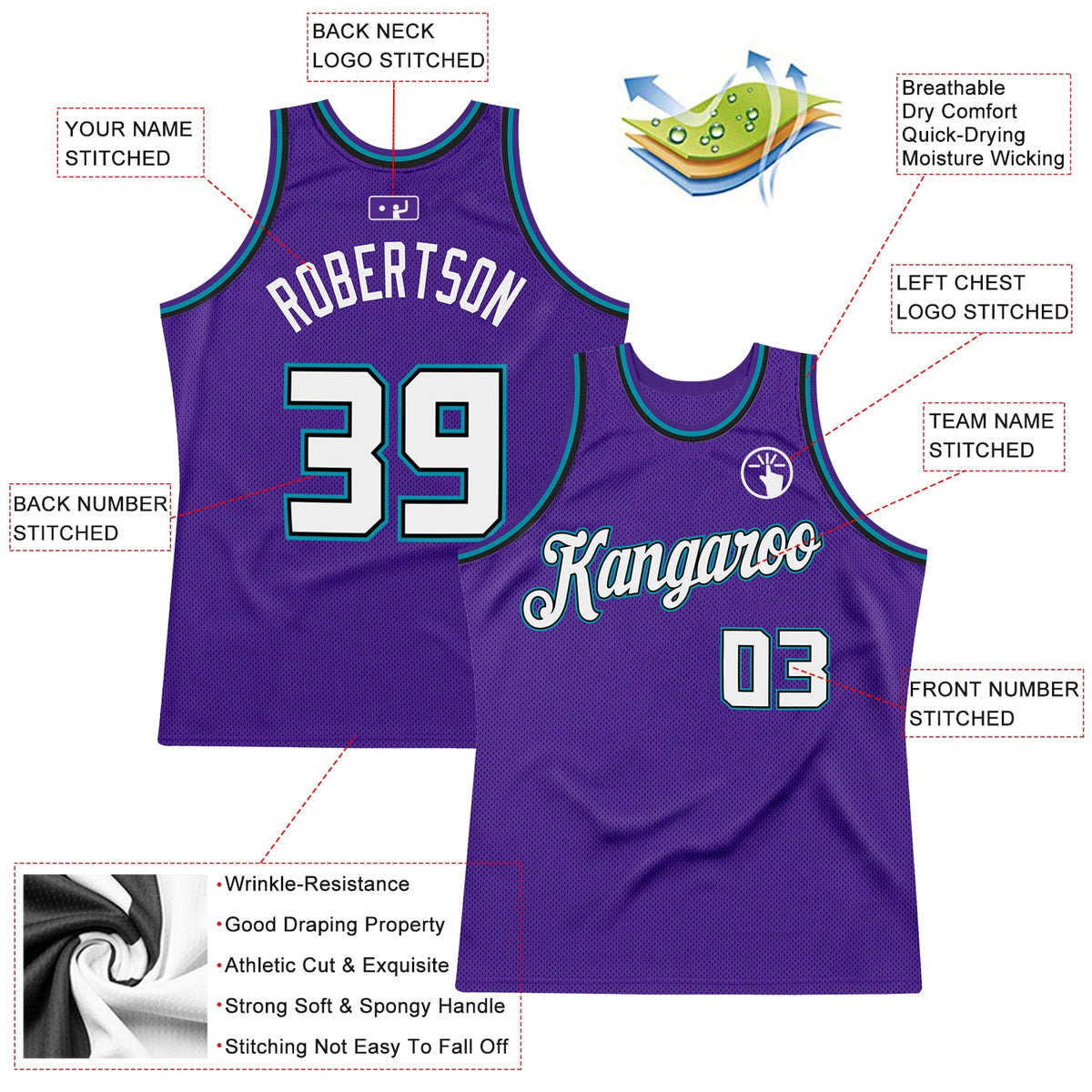 Custom Purple White-Teal Authentic Throwback Basketball Jersey Limited