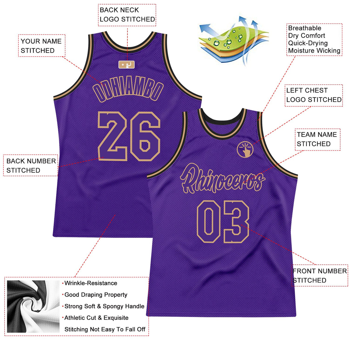 Custom Purple Purple-Old Gold Authentic Throwback Basketball Jersey Limited