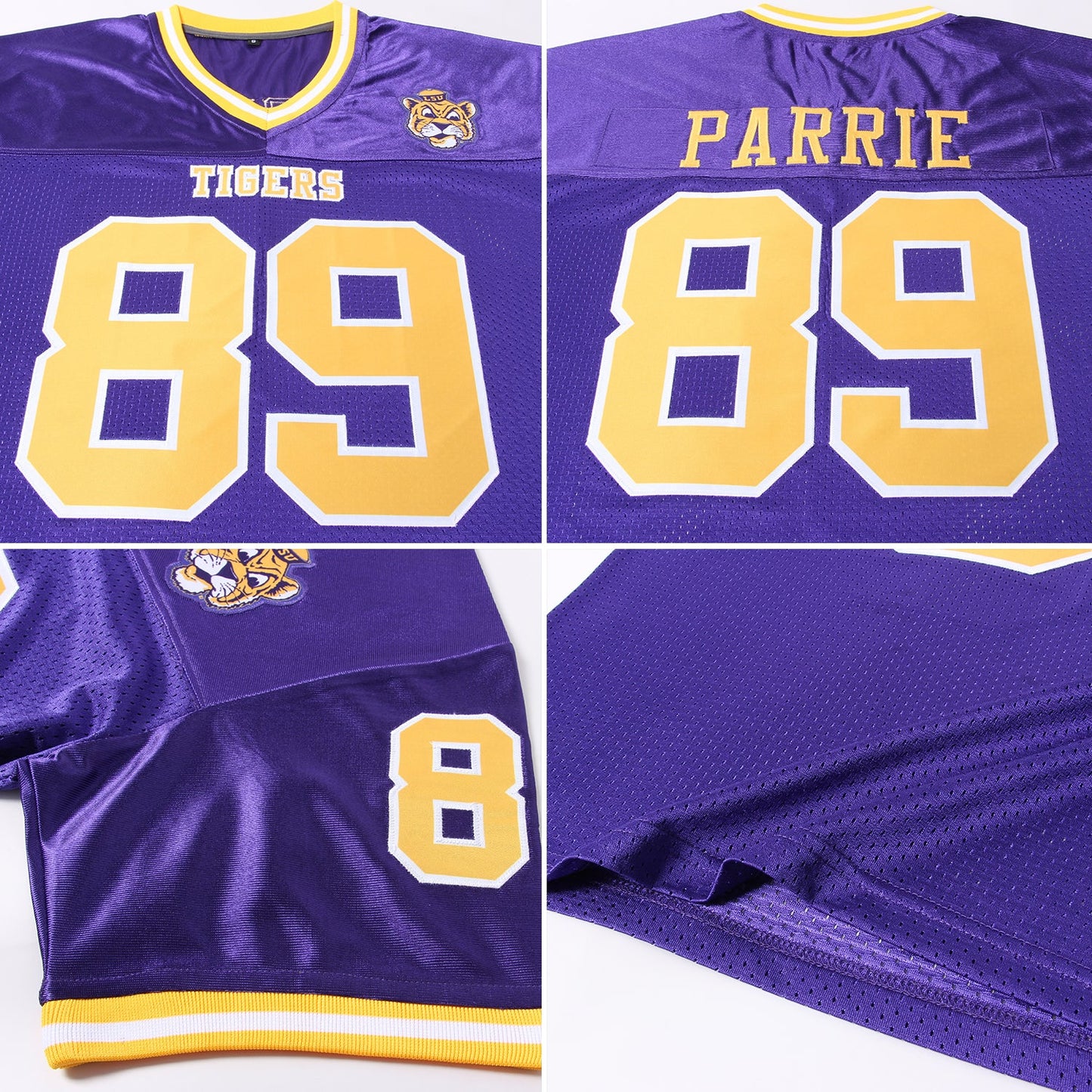 Custom Purple Gold-White Mesh Authentic Throwback Football Jersey Limited