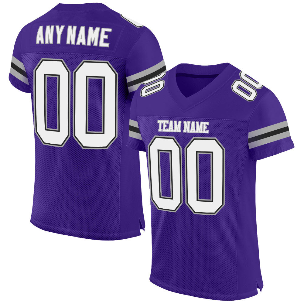 Custom Purple White-Gray Mesh Authentic Football Jersey Limited
