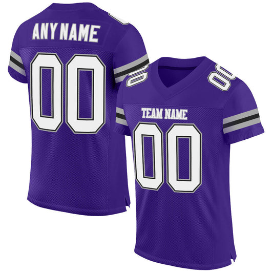 Custom Purple White-Gray Mesh Authentic Football Jersey Limited