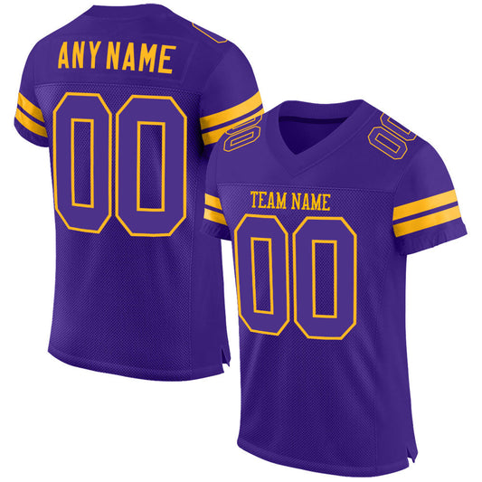 Custom Purple Purple-Gold Mesh Authentic Football Jersey Limited
