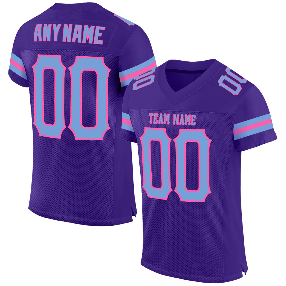 Custom Purple Light Blue-Pink Mesh Authentic Football Jersey Limited
