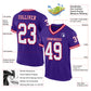 Custom Purple White-Red Mesh Authentic Throwback Football Jersey Limited
