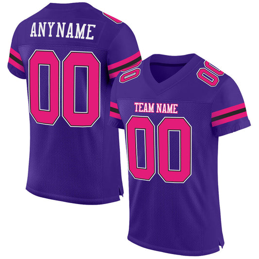 Custom Purple Hot Pink-Black Mesh Authentic Football Jersey Limited