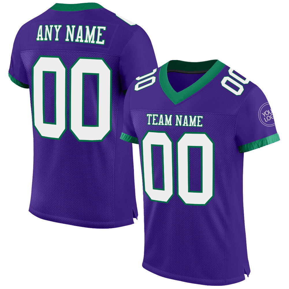 Custom Purple White-Kelly Green Mesh Authentic Football Jersey Limited