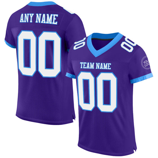Custom Purple White-Electric Blue Mesh Authentic Football Jersey Limited
