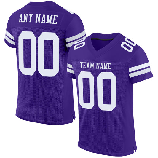 Custom Purple White Mesh Authentic Football Jersey Limited