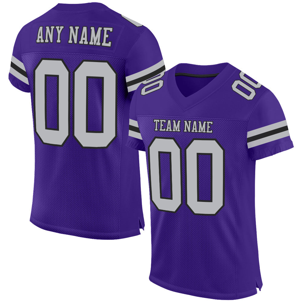 Custom Purple Gray-Black Mesh Authentic Football Jersey Limited