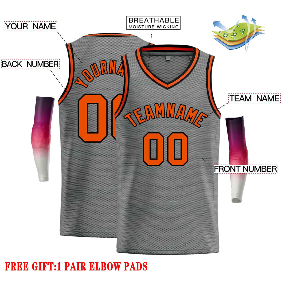 Custom Dark Gray Orange-Black Classic Tops Men Casual Basketball Jersey Limited