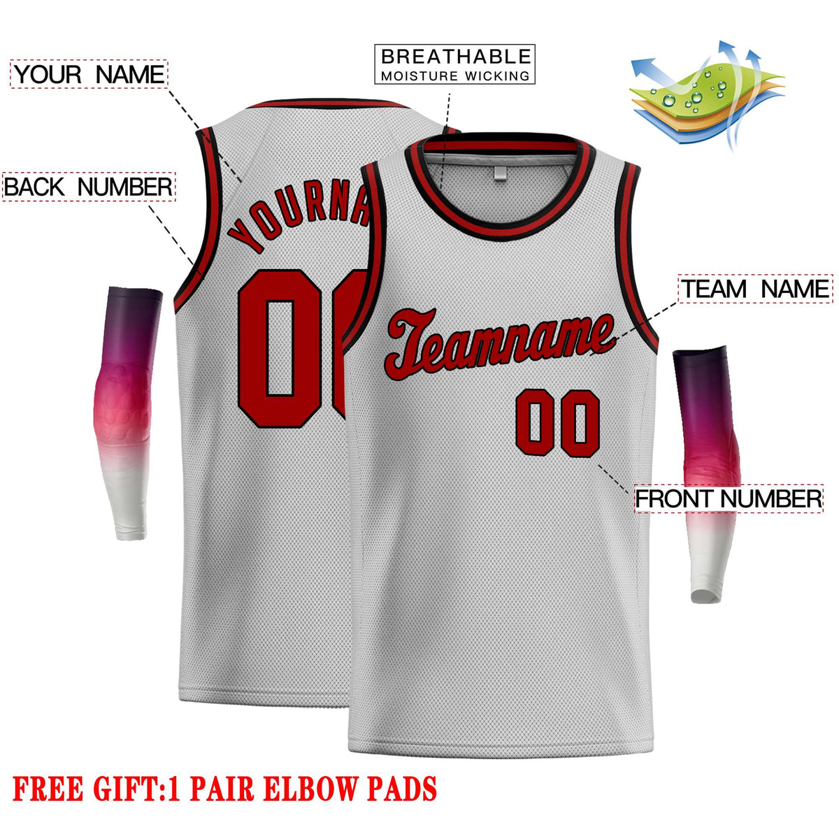 Custom Gray Maroon-Black Classic Tops Casual Basketball Jersey Limited