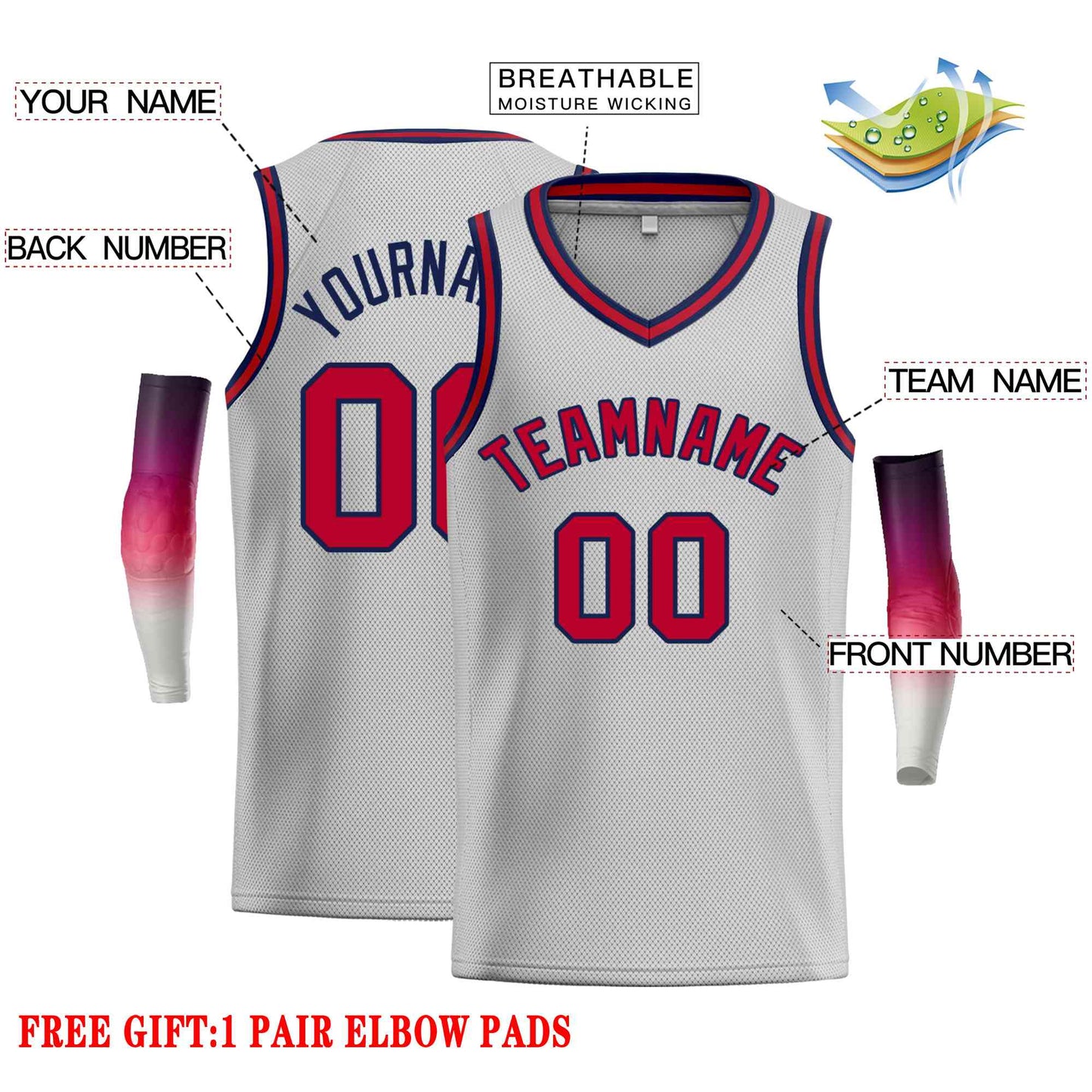 Custom Gray Maroon-Navv Classic Tops Men Casual Basketball Jersey Limited