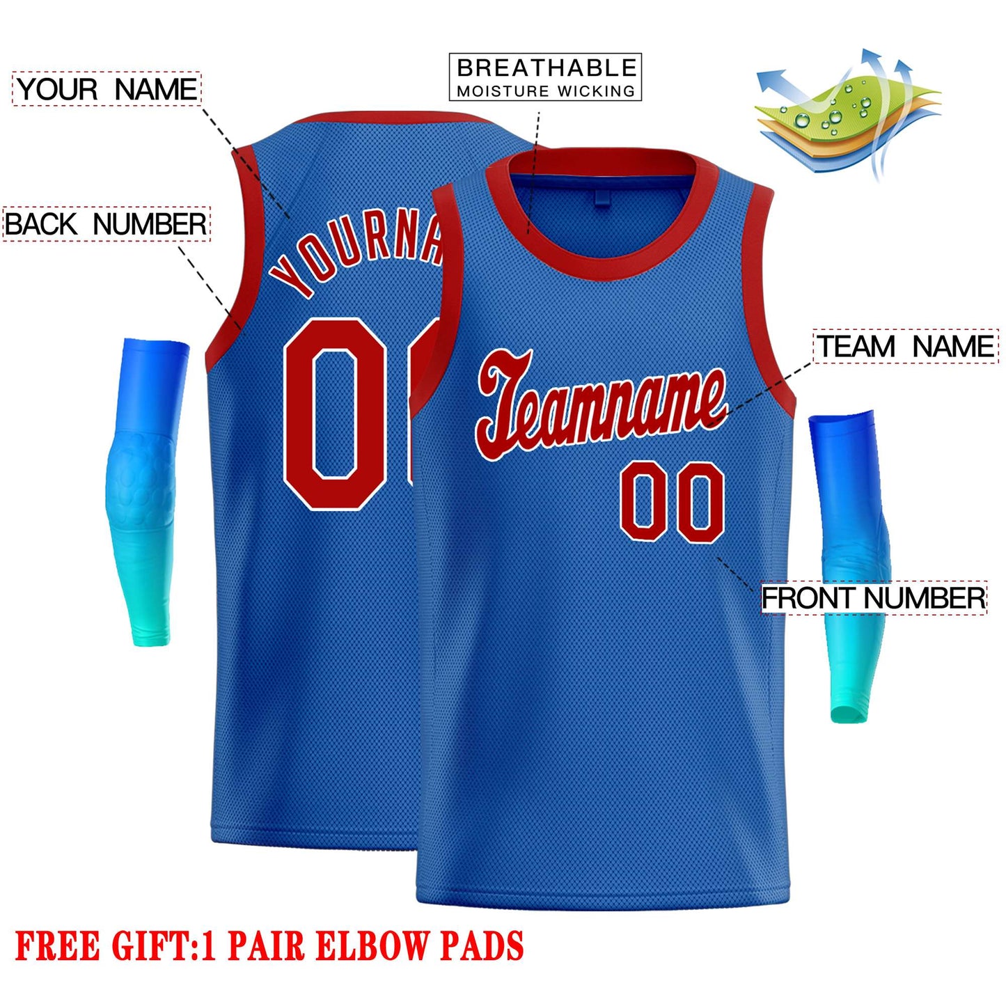 Custom Blue Red-White Classic Tops Casual Basketball Jersey Limited