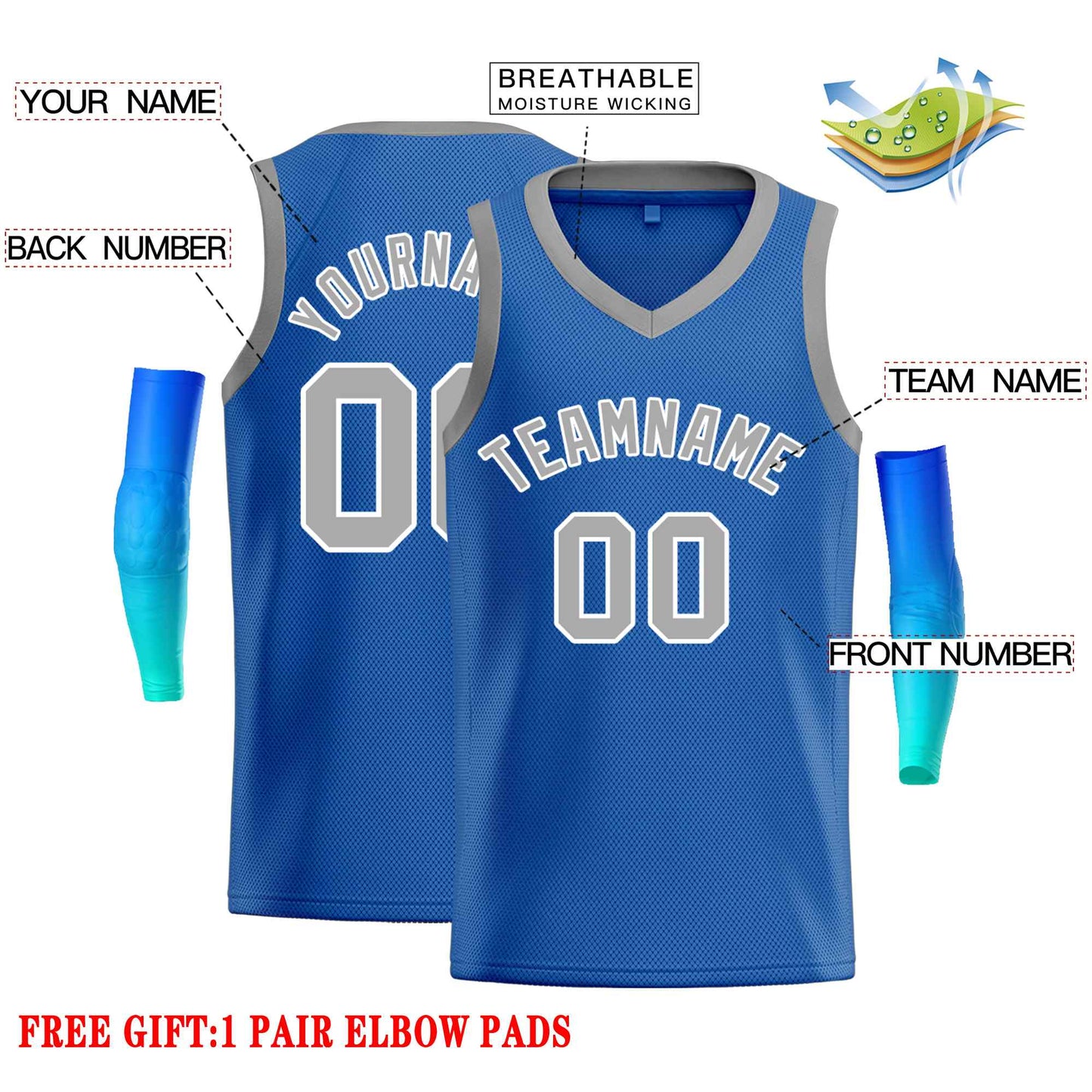 Custom Blue Gray-White Classic Tops Men Casual Basketball Jersey Limited