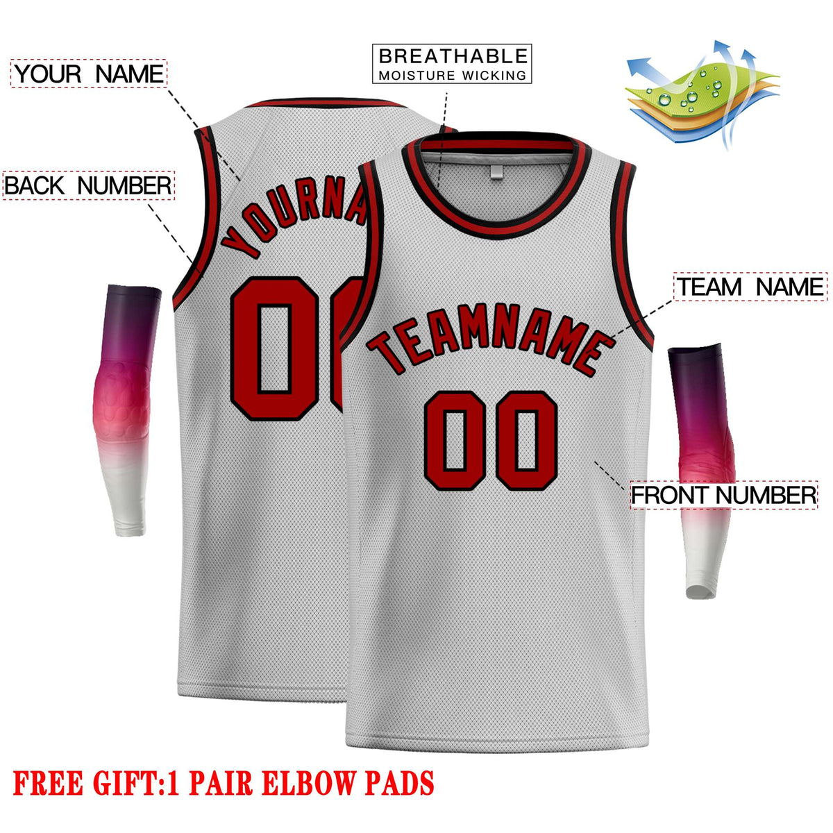 Custom Gray Maroon-Black Classic Tops Casual Basketball Jersey Limited