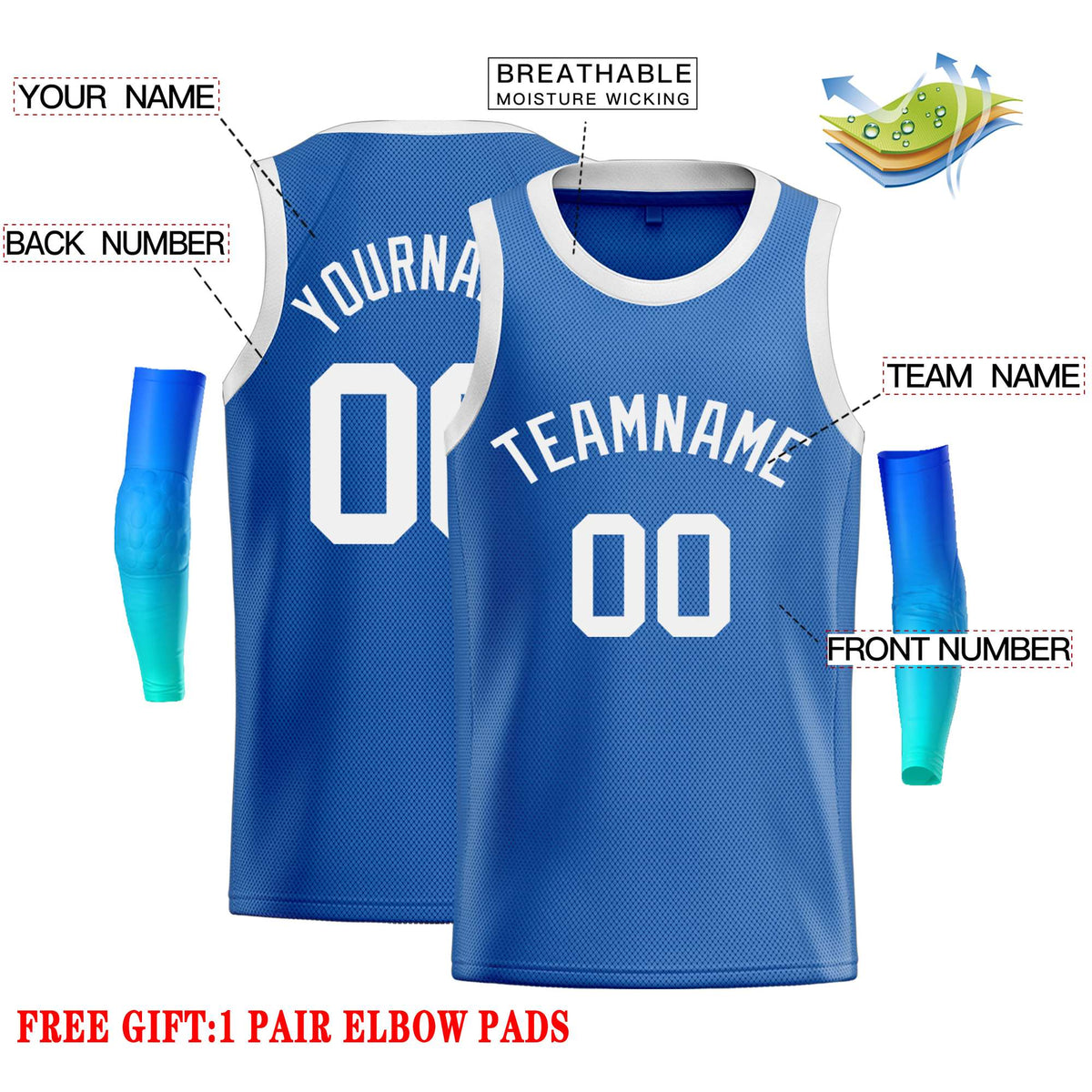 Custom Blue White Classic Tops Casual Basketball Jersey Limited