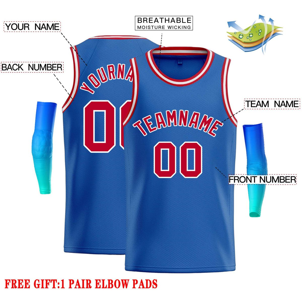 Custom Blue Red-White Classic Tops Casual Basketball Jersey Limited