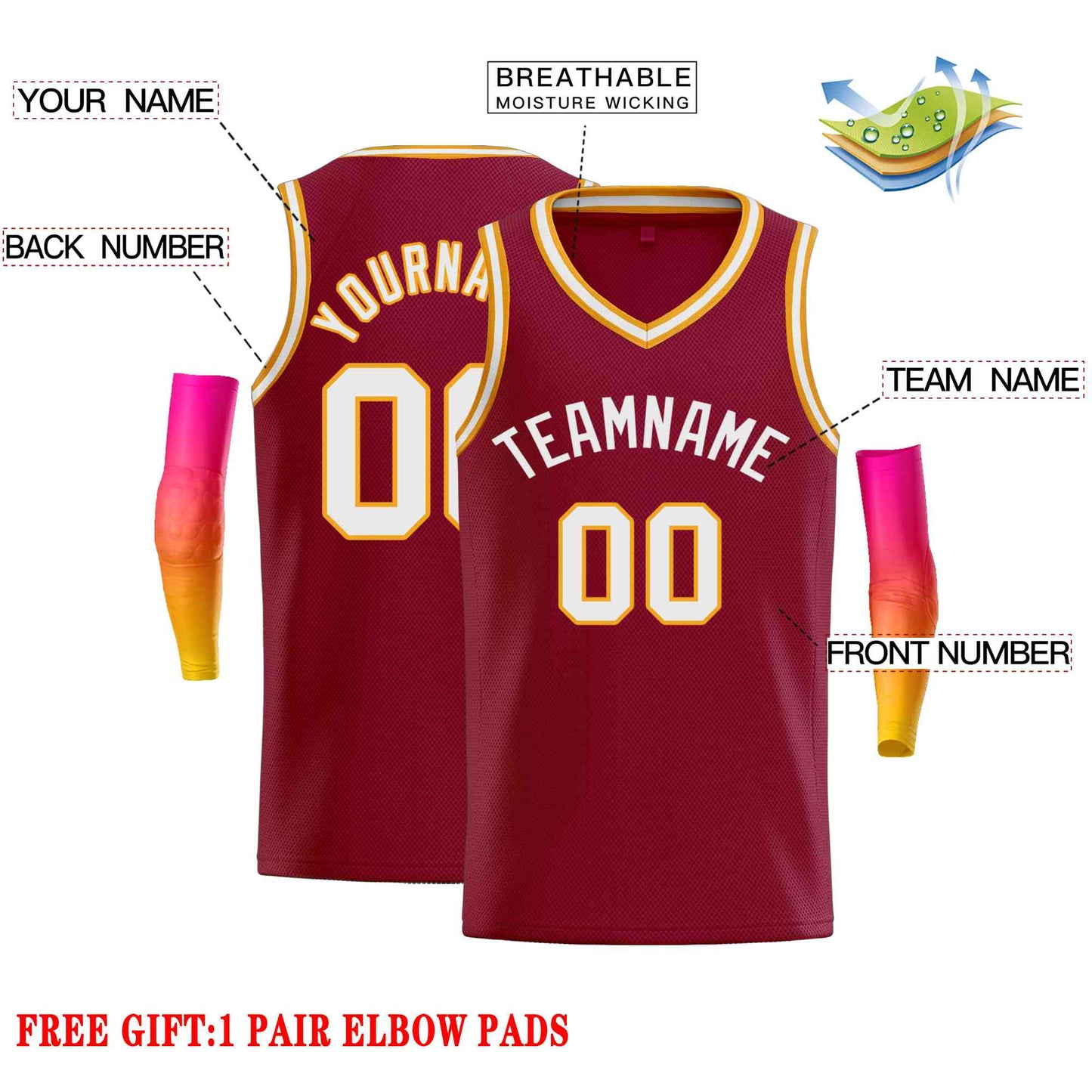 Custom Maroon White-Classic Tops Men Casual Basketball Jersey Limited