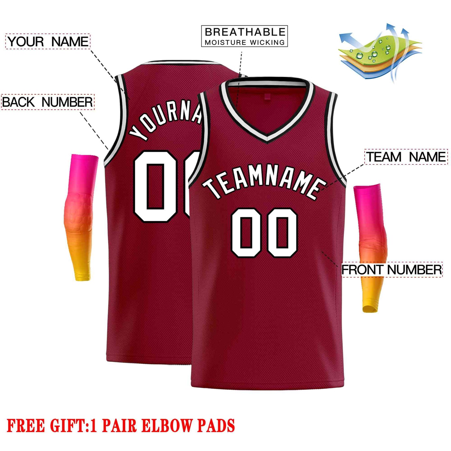 Custom Maroon White-Black Classic Tops Men Casual Basketball Jersey Limited