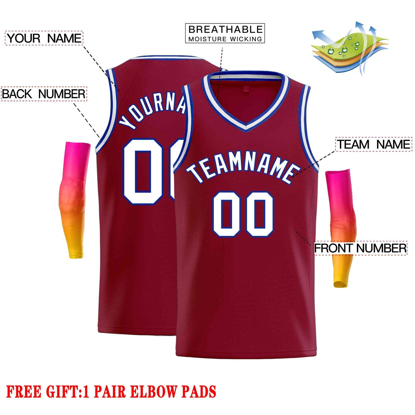 Custom Maroon White-Royal Classic Tops Men Casual Basketball Jersey Limited