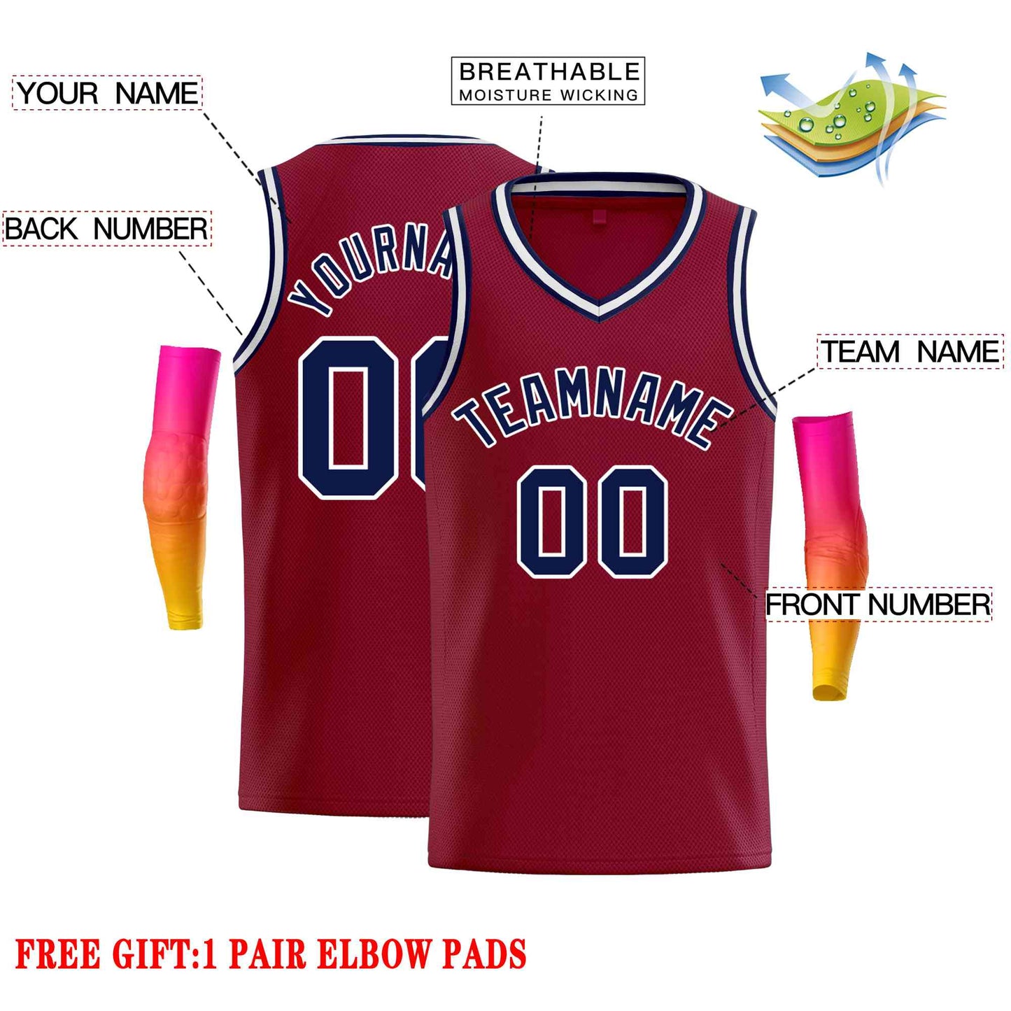 Custom Maroon Navy-White Classic Tops Men Casual Basketball Jersey Limited