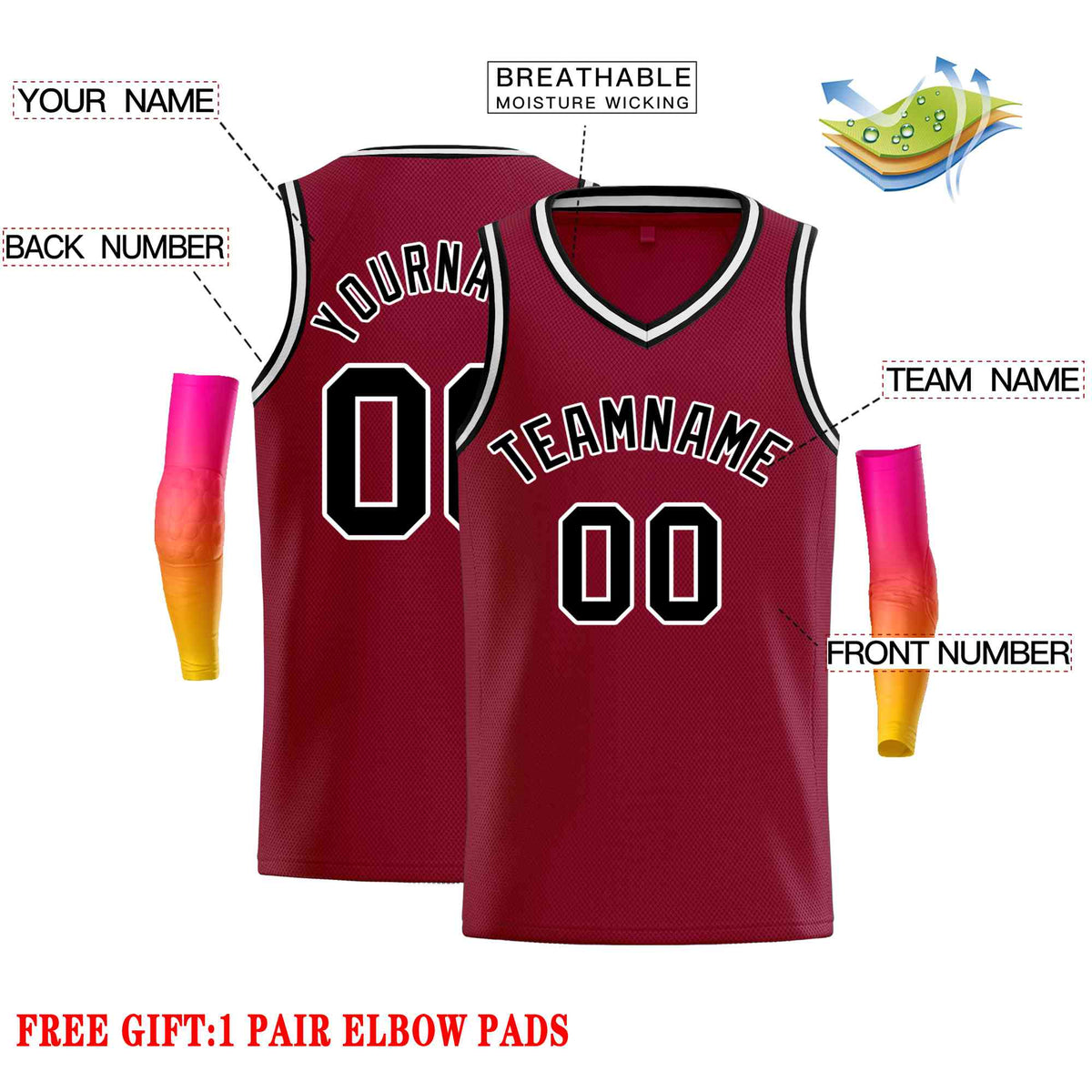 Custom Maroon Black-White Classic Tops Men Casual Basketball Jersey Limited